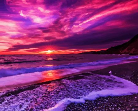 Purple Beach Diamond Painting