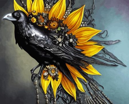 Raven Sunflower Diamond Painting