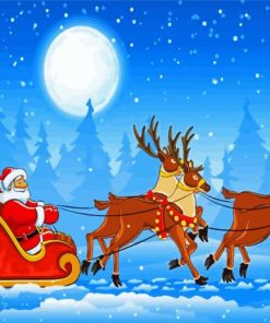 Santa And Reindeer Diamond Painting