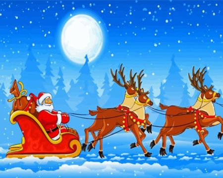 Santa And Reindeer Diamond Painting