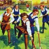 School Girls Playing Hockey Diamond Painting