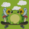 Skater Kawaii Frog Diamond Painting