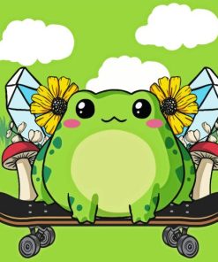 Skater Kawaii Frog Diamond Painting