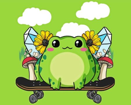 Skater Kawaii Frog Diamond Painting
