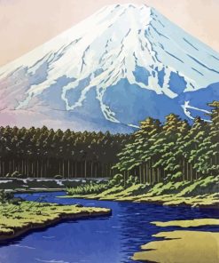 Snowy Mountain Woodblock Diamond Painting