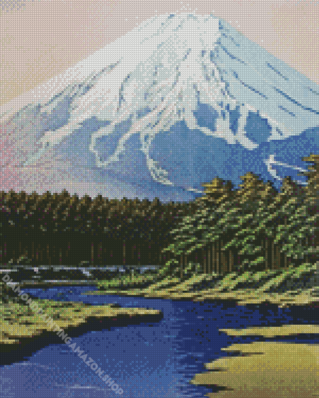 Snowy Mountain Woodblock Diamond Painting