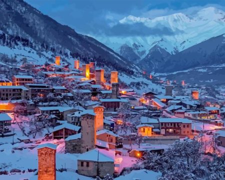Svaneti Houses Diamond Painting