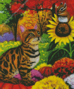 Tiger Cat And Squirrel Diamond Painting