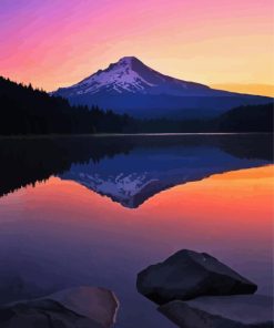 Trillium Lake At Sunset Diamond Painting