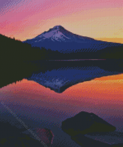 Trillium Lake At Sunset Diamond Painting