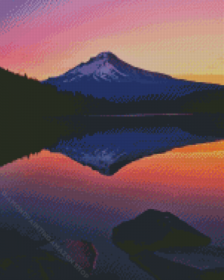 Trillium Lake At Sunset Diamond Painting