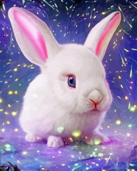 White Baby Bunny Diamond Painting