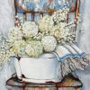 White Flowers On Chair Diamond Painting