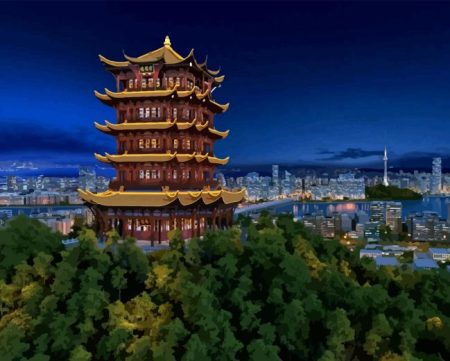 Yellow Crane Tower Diamond Painting