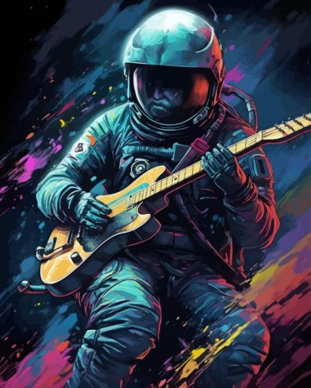 Astronaut With Guitar Diamond Painting