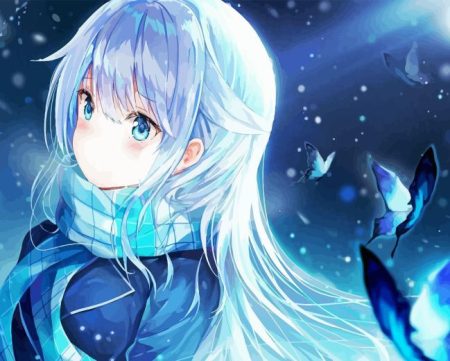 Blue Hair Anime Diamond Painting