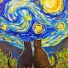 Cat Starry Night Diamond Painting