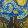 Cat Starry Night Diamond Painting