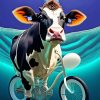 Cow On Bike Diamond Painting