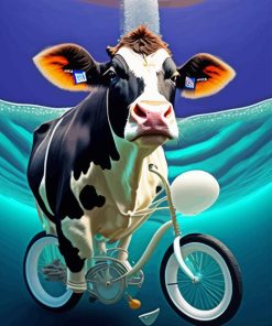 Cow On Bike Diamond Painting