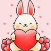 Rabbit Hugging Heart Diamond Painting