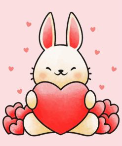 Rabbit Hugging Heart Diamond Painting