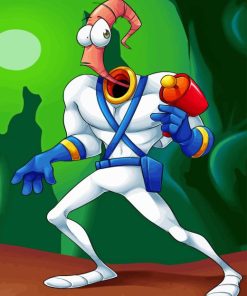 Earthworm Jim Diamond Painting