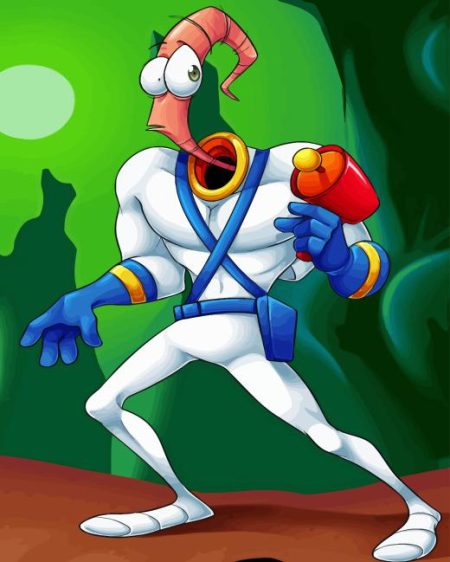 Earthworm Jim Diamond Painting