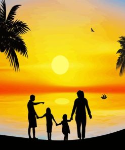 Family On Beach Diamond Painting