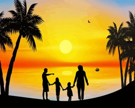 Family On Beach Diamond Painting