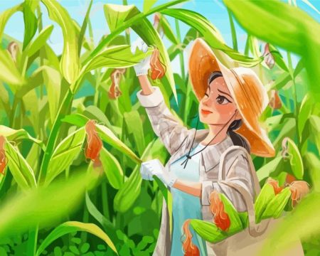 Farm Girl In A Field Diamond Painting