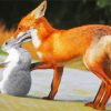 Fox Playing With A Rabbit Diamond Painting