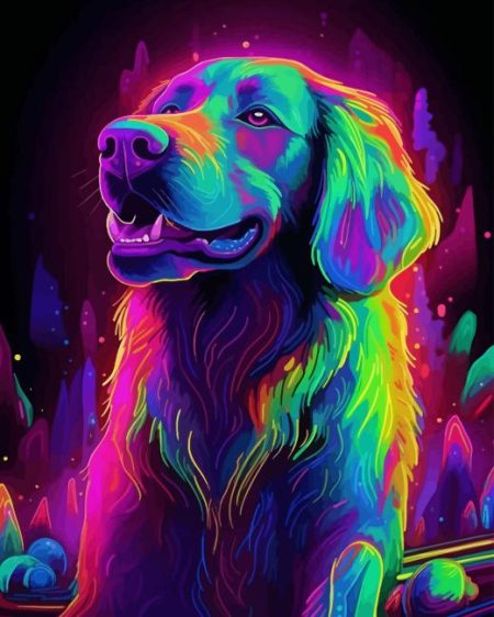 Happy Neon Dog Diamond Painting