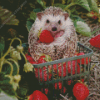 Hedgehog And Strawberries Diamond Painting