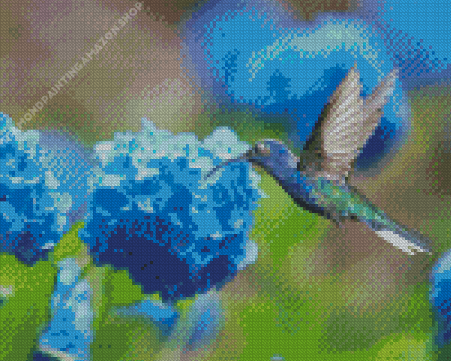 Hummingbird And Hydrangeas Diamond Painting