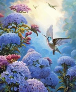 Hummingbirds And Hydrangeas Diamond Painting