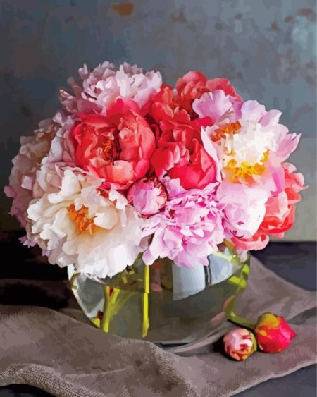 Peonies In A Vase Diamond Painting