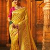 Pink Yellow Saree Diamond Painting