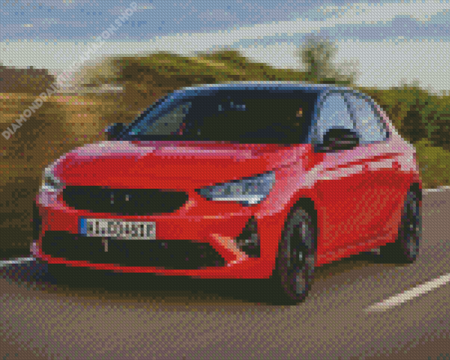 Red Opel Corsa Diamond Painting