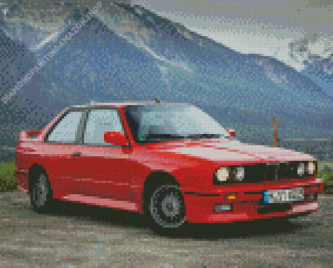 Red Bmw E30 Diamond Painting