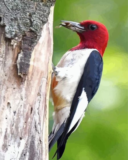 Red Headed Woodpecker Diamond Painting