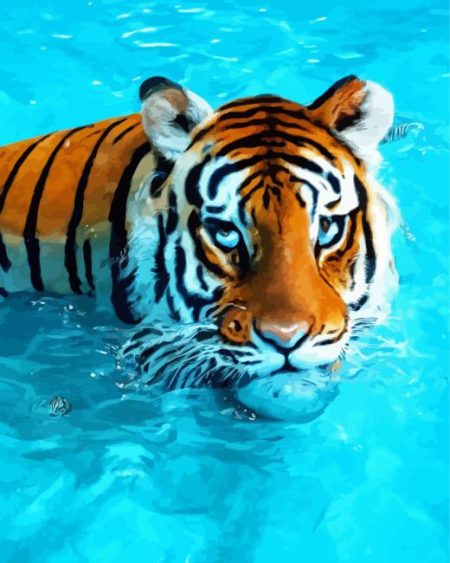 Tiger Swimming Diamond Painting