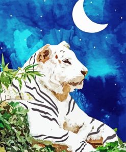 Tiger With Crescent Moon Diamond Painting