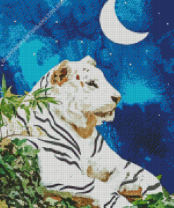 Tiger With Crescent Moon Diamond Painting