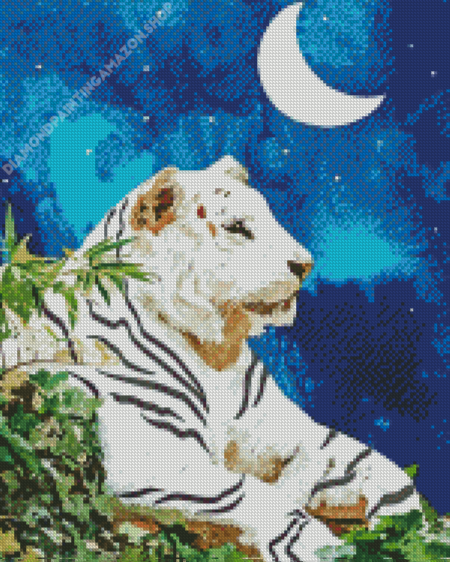 Tiger With Crescent Moon Diamond Painting