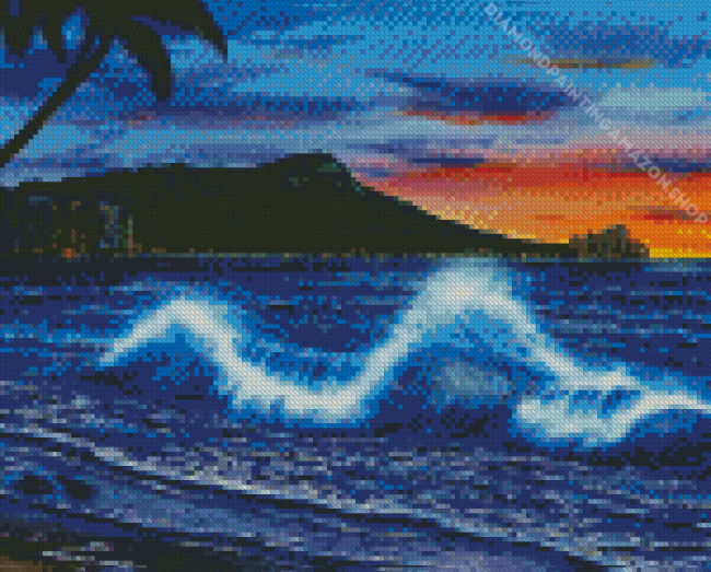 Waikiki Beach Waves Diamond Painting