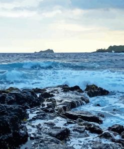 Waves Over Rock Diamond Painting