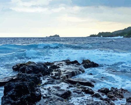 Waves Over Rock Diamond Painting