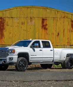 White Dually Truck Diamond Painting