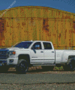 White Dually Truck Diamond Painting